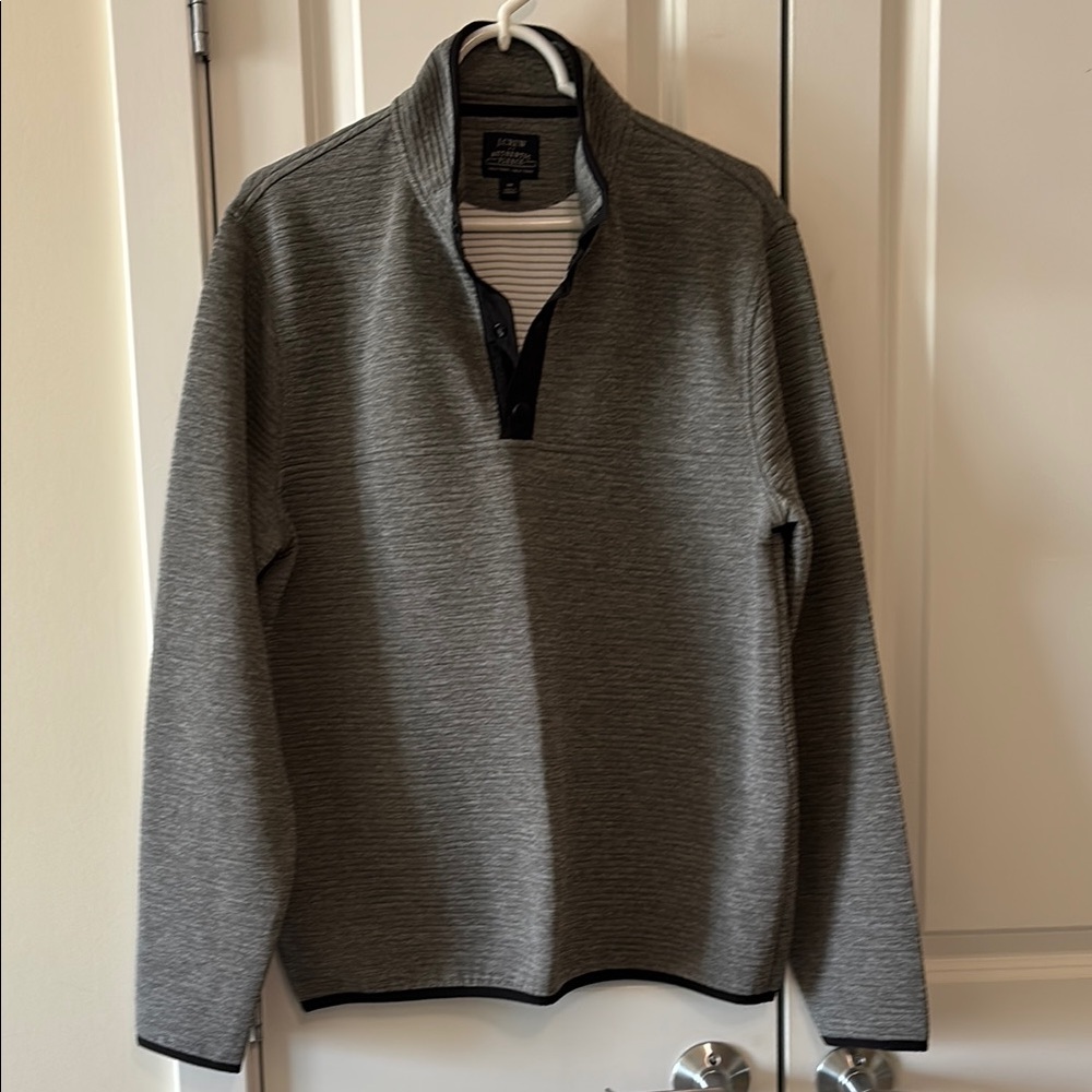 J Crew Factory Gray Lightweight Shirt Jacket with Stand Collar